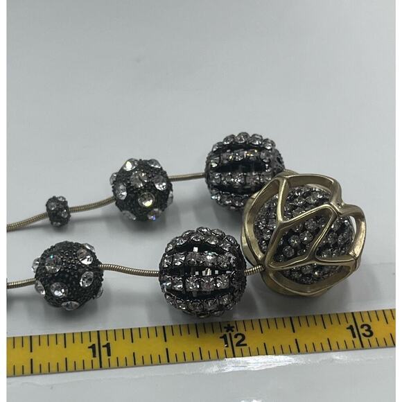 CHICO'S Julia Silver Gold Tone Rhinestone Adorned Fireballs Black Ball Necklace - Picture 13 of 13